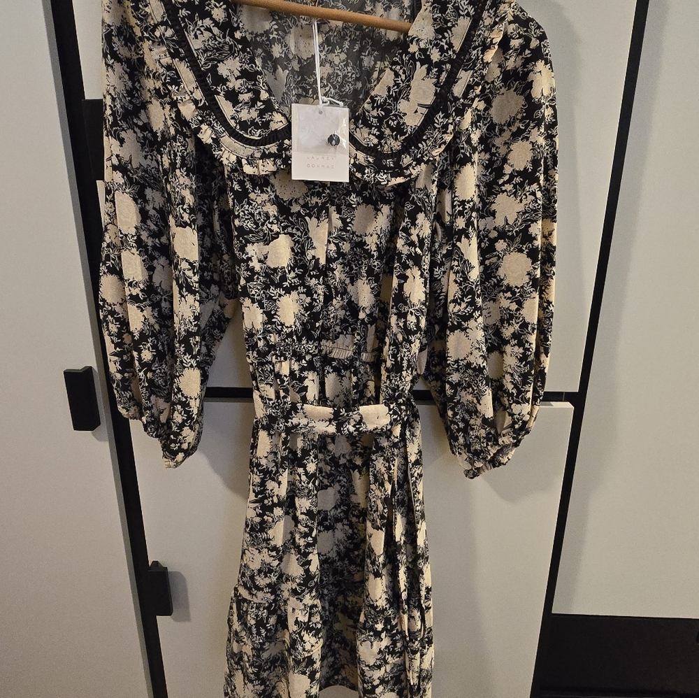 Floral Black and Cream Dress